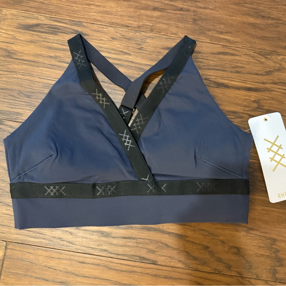 Rhône Navy Sports Bra with Black Straps